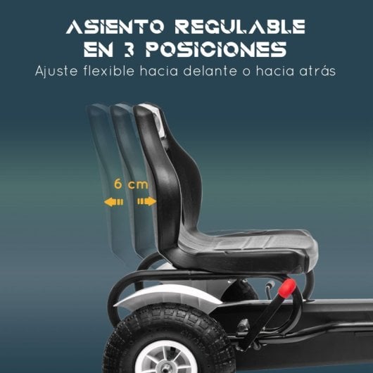 Homcom Go Kart A Pedales Para Niños De 5-12 Años 121x58x61 Cm Blanco