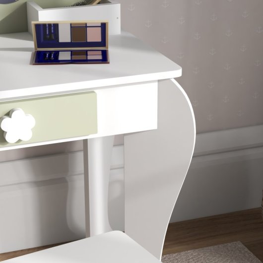 Zonekiz Toucador de Brincar com Espelho e Banco 55x34x87,5cm Branco/Verde