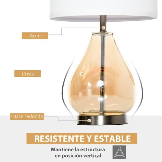 Homcom Juego De 2 Lámparas De Mesa Casquillo De Lino E27 40w Ø30x56 Cm Blanco