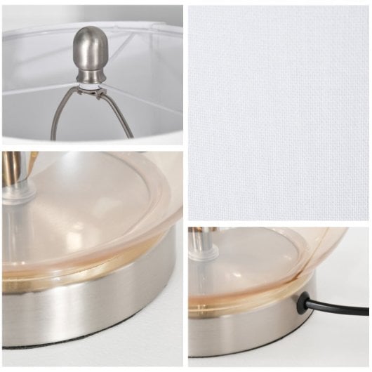 Homcom Juego De 2 Lámparas De Mesa Casquillo De Lino E27 40w Ø30x56 Cm Blanco