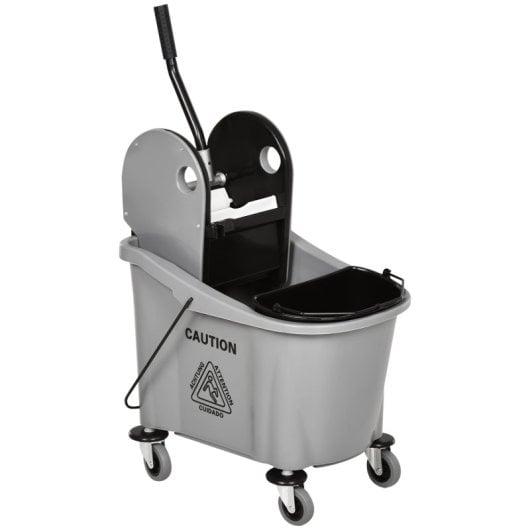 Homcom Cubo De Fregona Con Ruedas Capacidad De 36l 54x41x91,5 Cm Gris