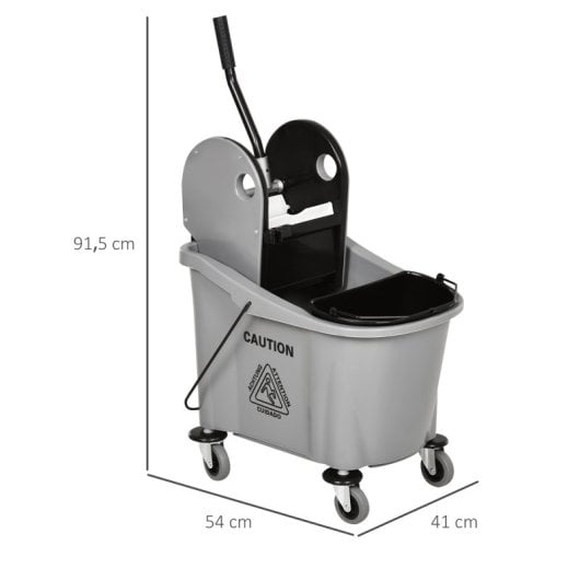 Homcom Cubo De Fregona Con Ruedas Capacidad De 36l 54x41x91,5 Cm Gris