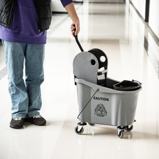 Homcom Cubo De Fregona Con Ruedas Capacidad De 36l 54x41x91,5 Cm Gris