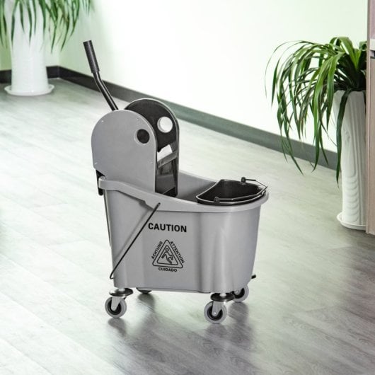 Homcom Cubo De Fregona Con Ruedas Capacidad De 36l 54x41x91,5 Cm Gris