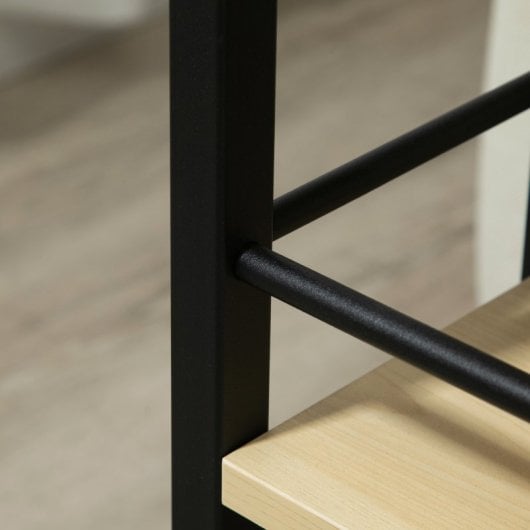 Homcom Mesa Auxiliar Con Ruedas Forma De C Con 2 Estantes Frenos 60x34,5x64,5 Cm