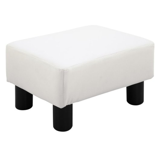 Homcom Reposapiés Otomano Tapizado En Piel Sintética 40x30x24 Cm Blanco