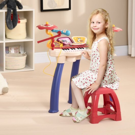 Aiyaplay Piano Electrónico Infantil 2 En 1 De 32 Teclas 74x32,2x71 Cm Multicolor
