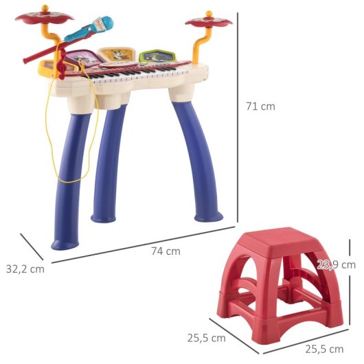 Aiyaplay Piano Electrónico Infantil 2 En 1 De 32 Teclas 74x32,2x71 Cm Multicolor