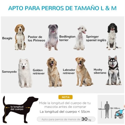 Pawhut Reboque Bicicleta Cães Dobrável 2 Em 1 Com Pega Ajustável 40 Kg Azul