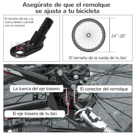 Pawhut Remolque De Bicicleta Perros Con Puertas Bandera Y 6 Reflectores Rojo