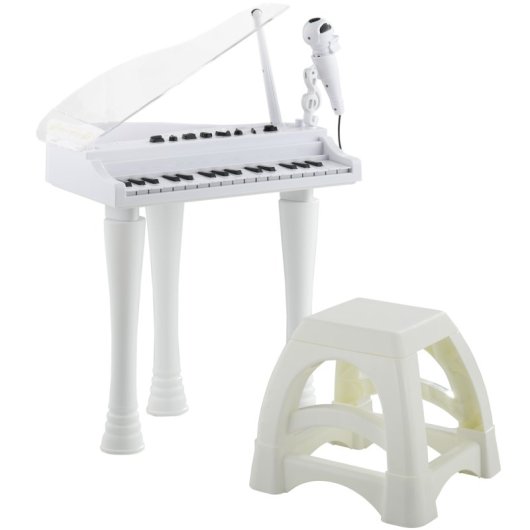 Aiyaplay Piano Electrónico Infantil Con Taburete 37x30,5x60,4 Cm Blanco