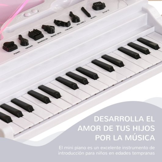 Aiyaplay Piano Electrónico Infantil Con Taburete 37x30,5x60,4 Cm Blanco
