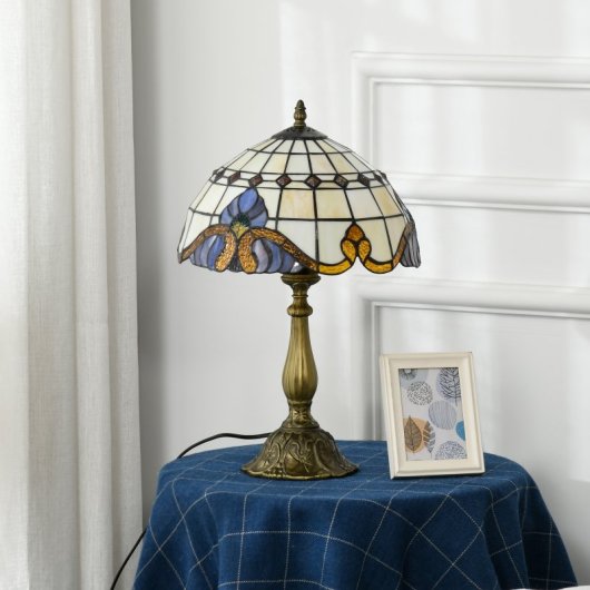 Homcom Lámpara De Mesita De Noche Estilo Clásico Ø30x48 Cm Multicolor