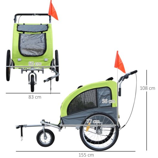 Homcom Remolque Bicicleta Perros Carro Cochecito Para Transporte Mascota