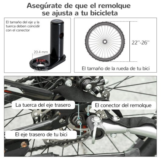 Homcom Remolque Bicicleta Perros Carro Cochecito Para Transporte Mascota