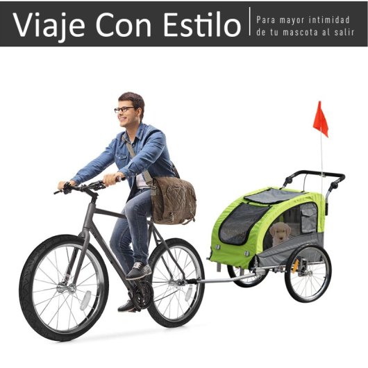 Homcom Remolque Bicicleta Perros Carro Cochecito Para Transporte Mascota