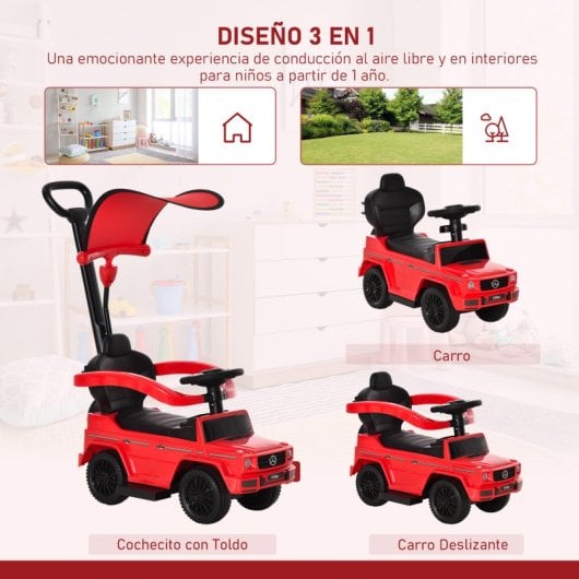 Homcom Correpasillos Para Niños Con Licencia Mercedes G350 85,5x40,5x95 Cm Rojo