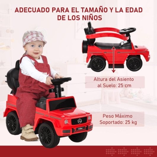 Homcom Correpasillos Para Niños Con Licencia Mercedes G350 85,5x40,5x95 Cm Rojo