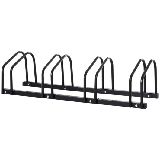 Homcom Aparcamiento Para 4 Bicicletas Soporte De Acero 110x33x27 Cm Negro