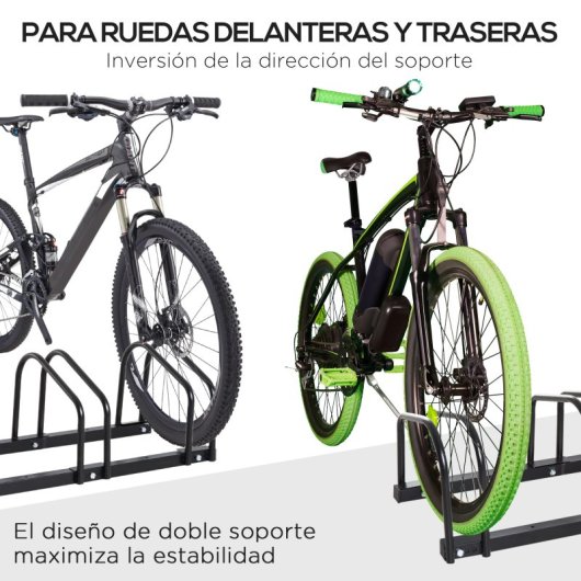 Homcom Aparcamiento Para 4 Bicicletas Soporte De Acero 110x33x27 Cm Negro