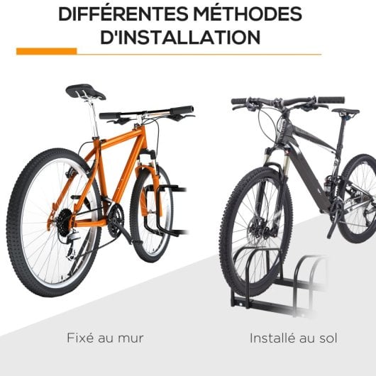 Homcom Aparcamiento Para 4 Bicicletas Soporte De Acero 110x33x27 Cm Negro
