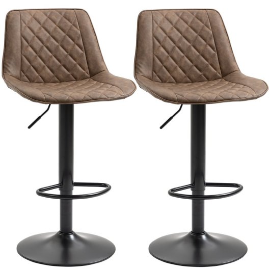 Homcom 835-735V00DR Conjunto de 2 Bancos com Altura Ajustável 46,5x51x86-106cm Castanhos