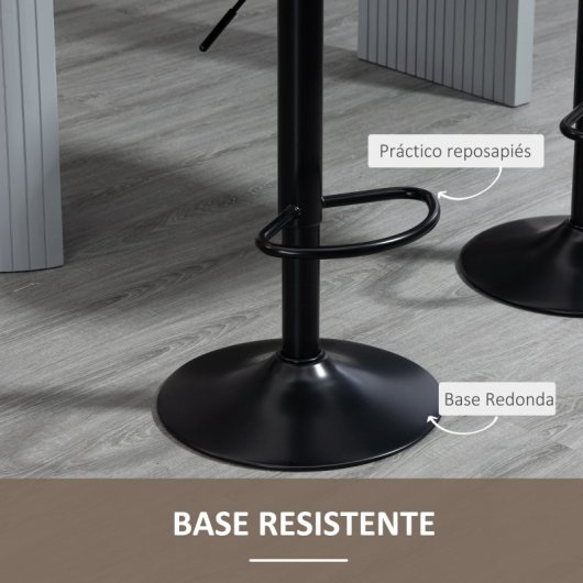 Homcom 835-735V00DR Conjunto de 2 Bancos com Altura Ajustável 46,5x51x86-106cm Castanhos
