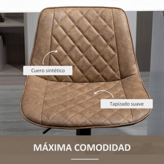 Homcom 835-735V00DR Conjunto de 2 Bancos com Altura Ajustável 46,5x51x86-106cm Castanhos