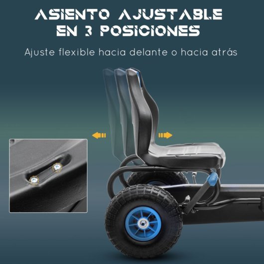 Homcom Go Kart A Pedais Para Crianças 5-12 Anos Assento Ajustável 121x58x61cm Azul