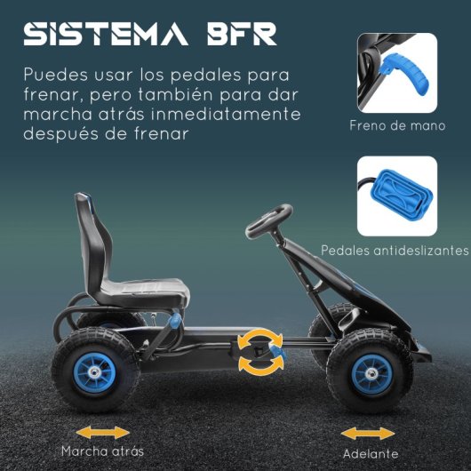 Homcom Go Kart A Pedais Para Crianças 5-12 Anos Assento Ajustável 121x58x61cm Azul