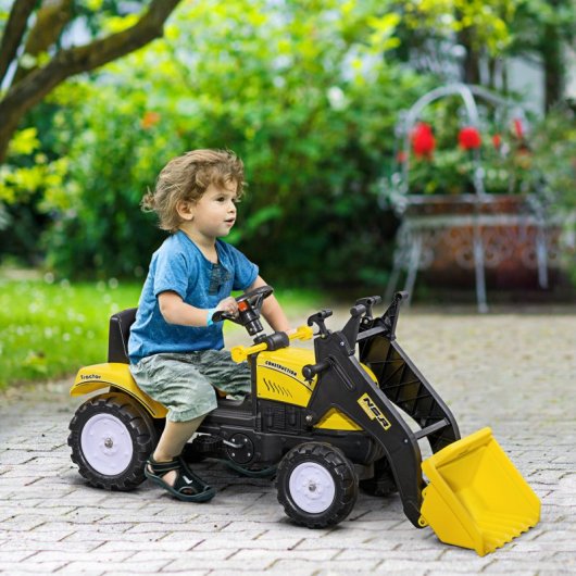 Homcom Trator a Pedais com Pá Frontal 114x41x52cm Amarelo +3 Anos