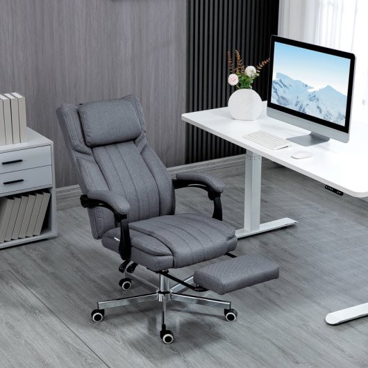 Vinsetto Silla De Oficina Con 6 Puntos De Masaje Vibratorio 65x61x105-113cm Gris