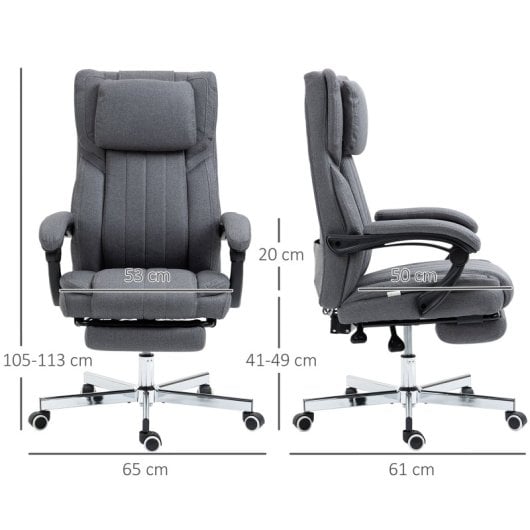 Vinsetto Silla De Oficina Con 6 Puntos De Masaje Vibratorio 65x61x105-113cm Gris