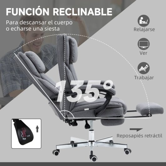 Vinsetto Silla De Oficina Con 6 Puntos De Masaje Vibratorio 65x61x105-113cm Gris