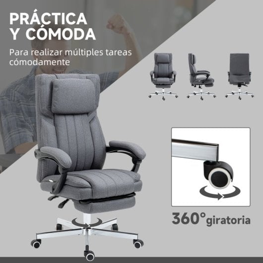 Vinsetto Silla De Oficina Con 6 Puntos De Masaje Vibratorio 65x61x105-113cm Gris