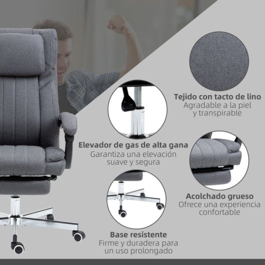 Vinsetto Silla De Oficina Con 6 Puntos De Masaje Vibratorio 65x61x105-113cm Gris
