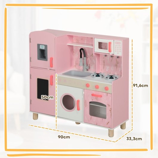 Aiyaplay Cocina De Juguete Para Niños +3 Años Con Luz Y Sonido Rosa