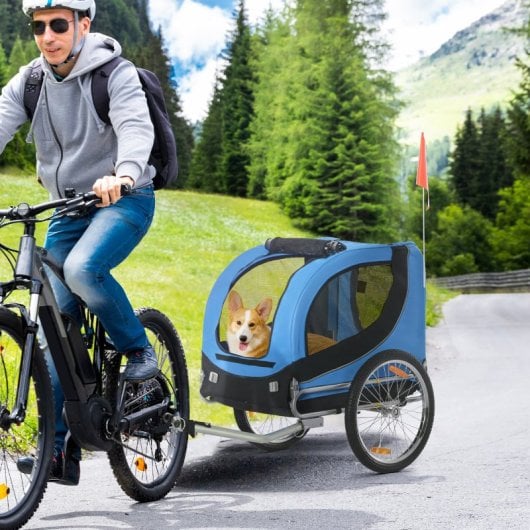 Pawhut Remolque Bicicleta Mascota 1 Bandera 8 Reflectores 1 Barra De Tracción