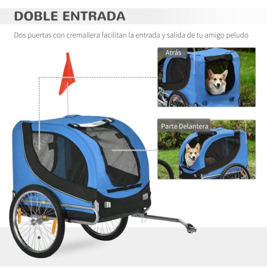 Pawhut Remolque Bicicleta Mascota 1 Bandera 8 Reflectores 1 Barra De Tracción