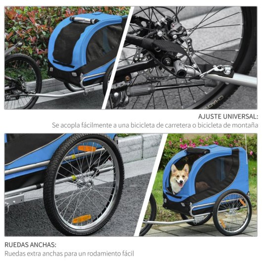 Pawhut Remolque Bicicleta Mascota 1 Bandera 8 Reflectores 1 Barra De Tracción