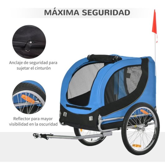 Pawhut Remolque Bicicleta Mascota 1 Bandera 8 Reflectores 1 Barra De Tracción