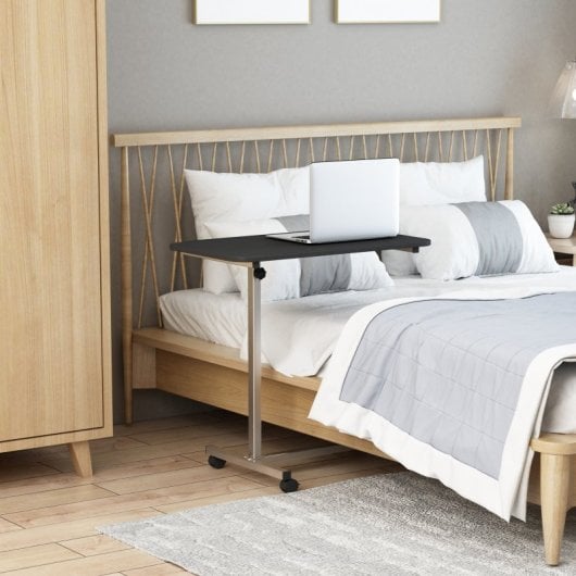 Homcom Mesa de Apoio Com Rodas Com Altura Ajustável 77x40x76-100 Cm Preta