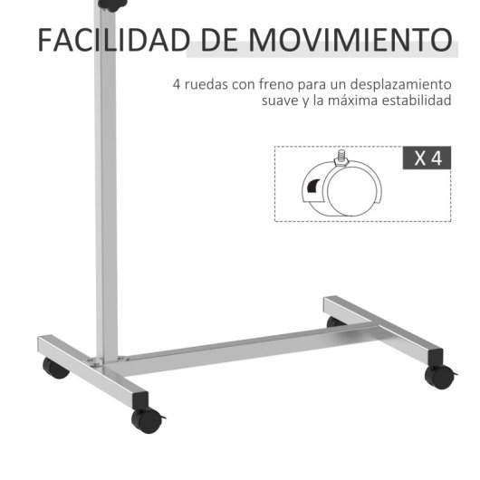 Homcom Mesa de Apoio Com Rodas Com Altura Ajustável 77x40x76-100 Cm Preta