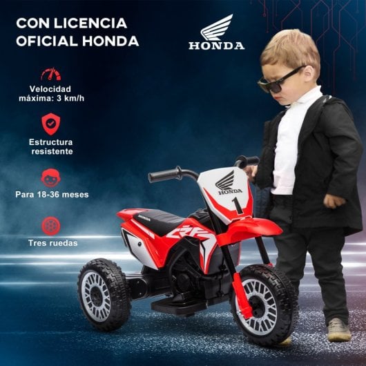 Homcom Moto Eléctrica Infantil Con Licencia Honda Crf450rl 71x40,5x43,5cm Rojo
