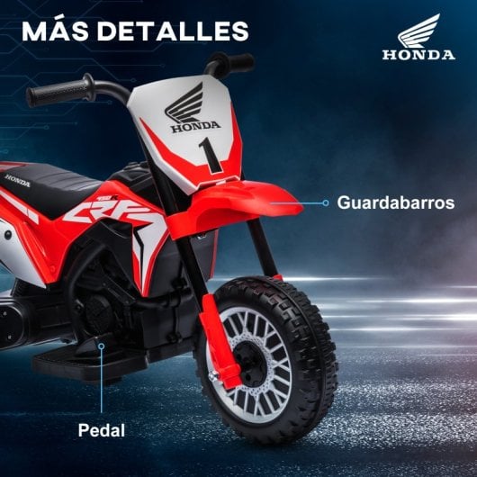 Homcom Moto Eléctrica Infantil Con Licencia Honda Crf450rl 71x40,5x43,5cm Rojo