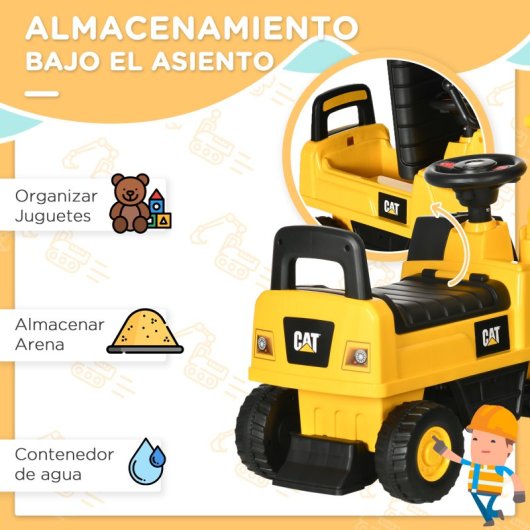 Homcom Excavadora Con Licencia Caterpillar Para Niños 85x27,5x47,5 Cm Amarillo