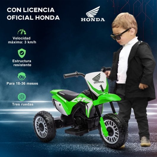 Homcom Moto Eléctrica Infantil Con Licencia Honda Crf450rl 71x40,5x43,5cm Verde