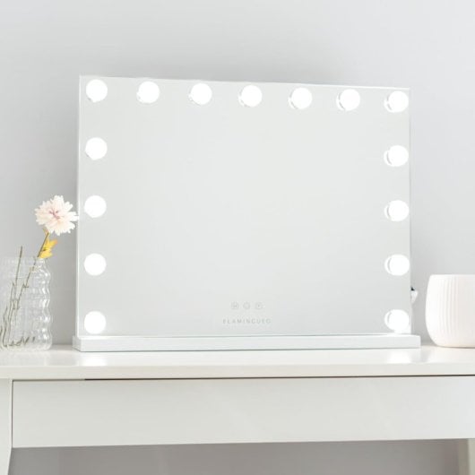 Flamingueo Espejo Maquillaje Con Luz 15 Led 3 Modos De Luz Control Táctil