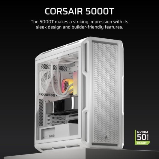 Corsair 5000T Mid Tower EATX Cristal Templado USB-C Blanca