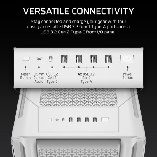 Corsair 5000T Mid Tower EATX Cristal Templado USB-C Blanca